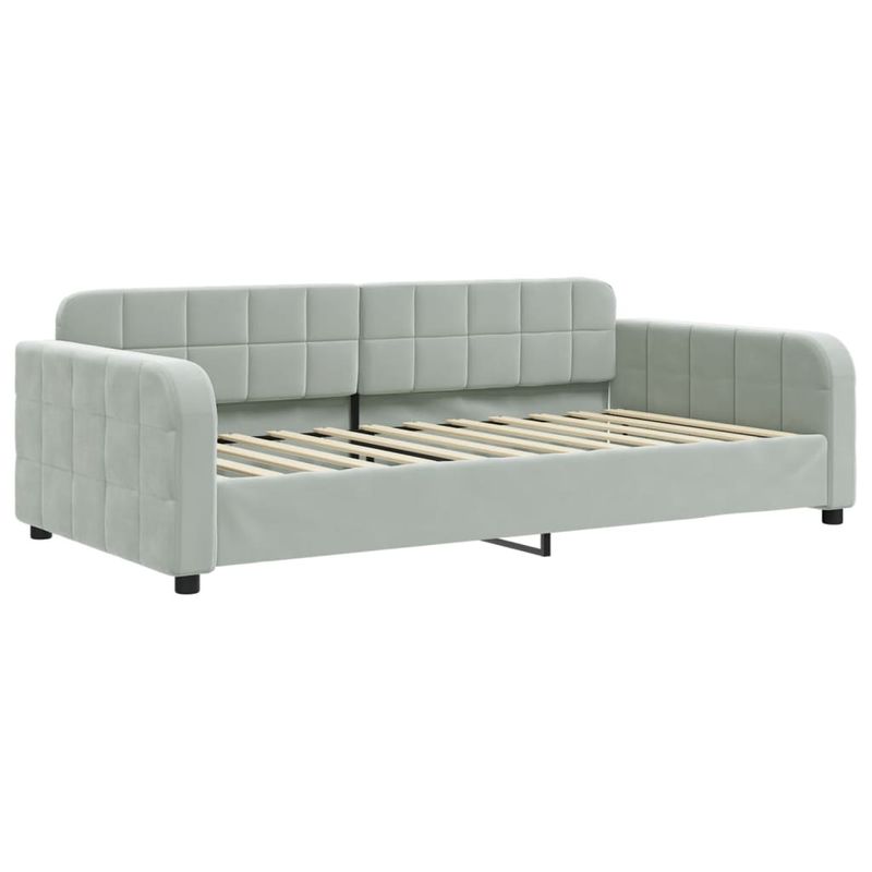 Casa si Gradina - Mobilier - Paturi si accesorii - Paturi - Pat de zi cu extensie si saltele gri deschis 100x200 cm catifea - Infinity.ro