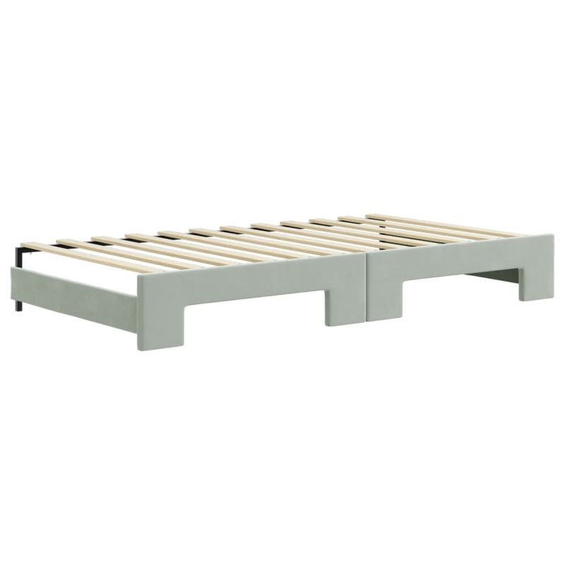 Casa si Gradina - Mobilier - Paturi si accesorii - Paturi - Pat de zi cu extensie si saltele gri deschis 100x200 cm catifea - Infinity.ro