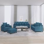 Casa si Gradina - Mobilier - Seturi de mobilier - Seturi living - Set de canapele cu perne, 4 piese, albastru, catifea - Infinity.ro