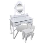 Casa si Gradina - Mobilier - Comode si corpuri - Masute de toaleta - Masa de toaleta cu oglinda si taburet, 7 sertare, alb - Infinity.ro