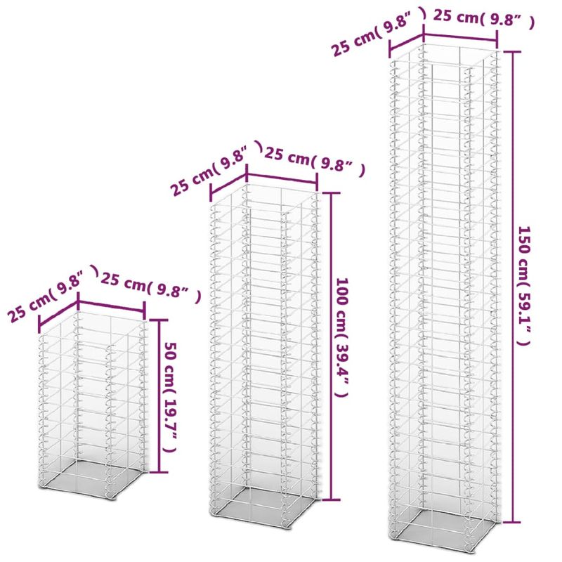 Casa si Gradina - Gradina si terasa - Garduri, panouri si accesorii - Set gabioane, 3 buc, sarma galvanizata - Infinity.ro