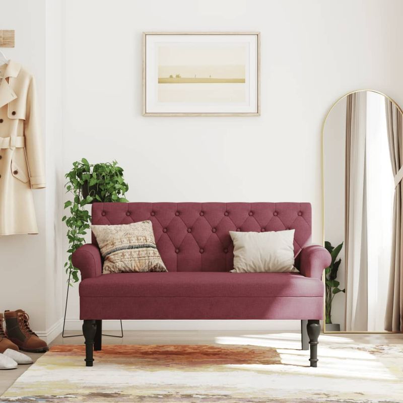 Casa si Gradina - Mobilier - Canapele si coltare - Banchete - Banca cu spatar, rosu vin, 120x62x75,5 cm, textil - Infinity.ro