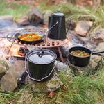 Sport si Outdoor - Camping - Bucatarie de camping - Vesela camping - Esschert Design Set de gatit pentru exterior, 4 piese, negru, FF215 - Infinity.ro