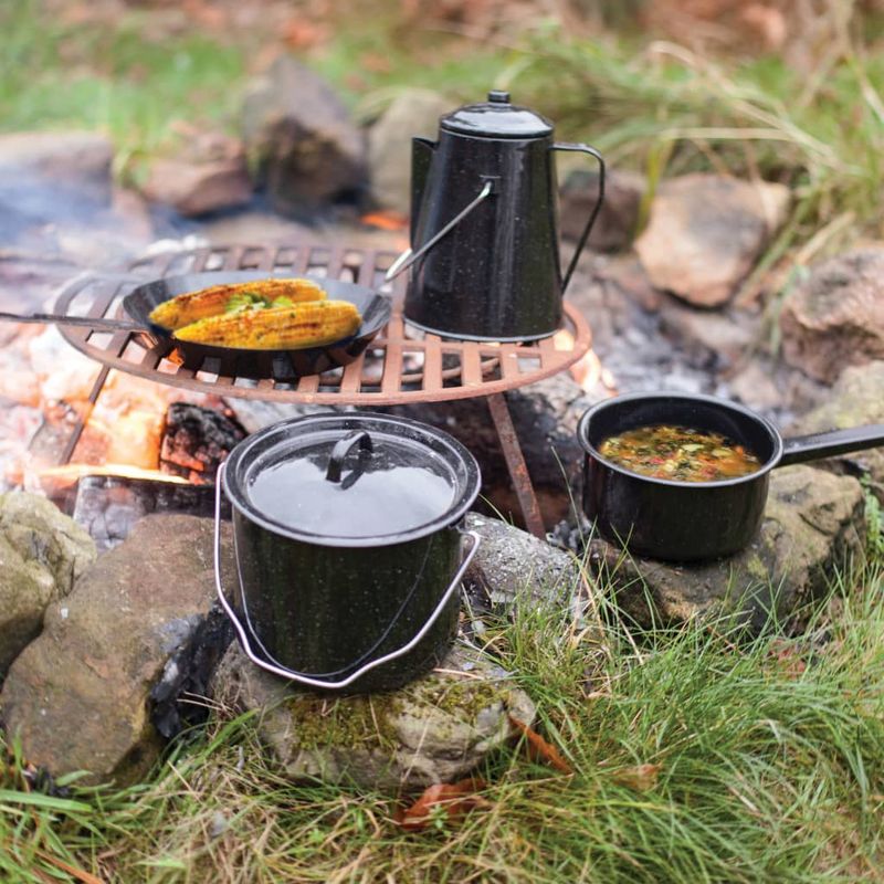 Sport si Outdoor - Camping - Bucatarie de camping - Vesela camping - Esschert Design Set de gatit pentru exterior, 4 piese, negru, FF215 - Infinity.ro