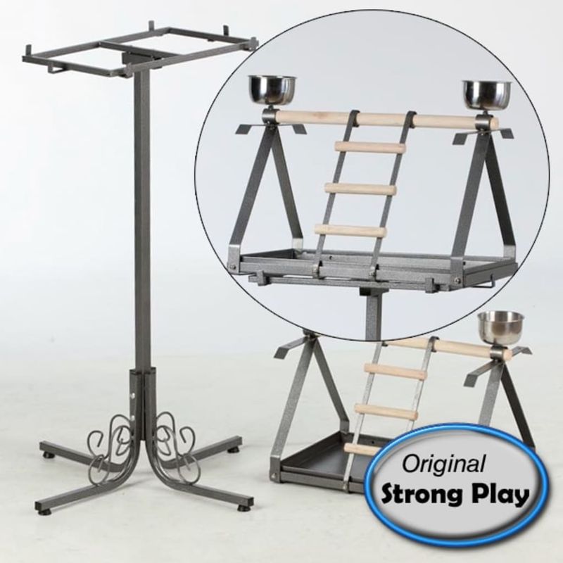 Petshop - Accesorii petshop - Alte accesorii petshop - Strong Loc de joaca papagal Livia de Luxe, gri, 57 x 52 x 134 cm - Infinity.ro