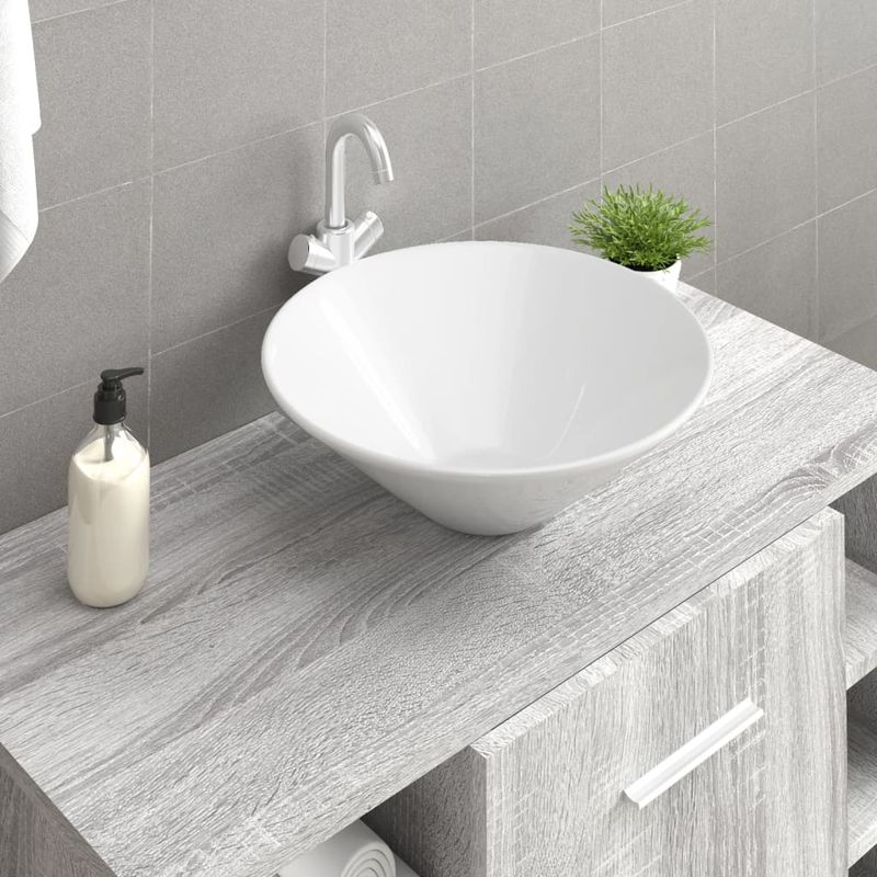 Casa si Gradina - Sanitare - Lavoar baie si accesorii - Lavoare si piedestale - Chiuveta ceramica rotunda, 2 buc. (Nu se vinde individual) - Infinity.ro