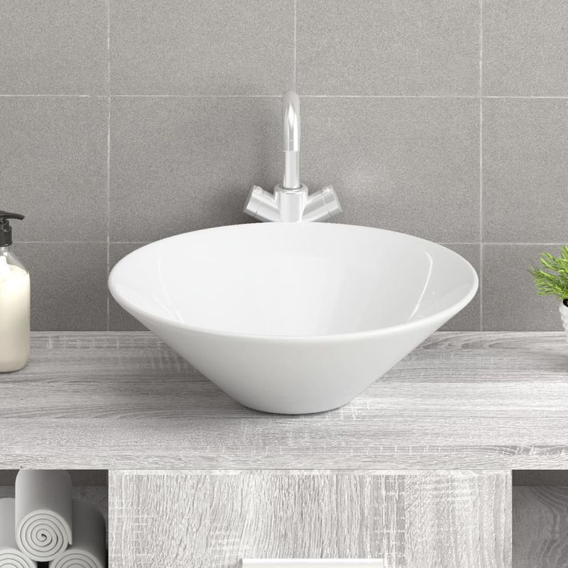 Casa si Gradina - Sanitare - Lavoar baie si accesorii - Lavoare si piedestale - Chiuveta ceramica rotunda, 2 buc. (Nu se vinde individual) - Infinity.ro