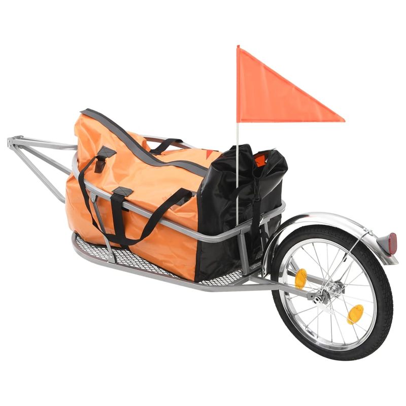 Sport si Outdoor - Ciclism - Accesorii pentru biciclete - Remorci biciclete - Remorca de bicicleta pentru bagaje cu sac, portocaliu si negru - Infinity.ro