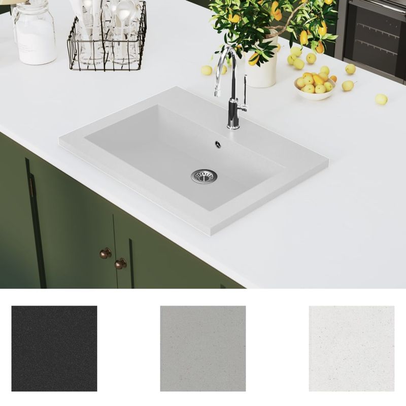 Casa si Gradina - Sanitare - Lavoar baie si accesorii - Lavoare si piedestale - Chiuveta din granit, alb, 600 x 450 x 120 mm - Infinity.ro