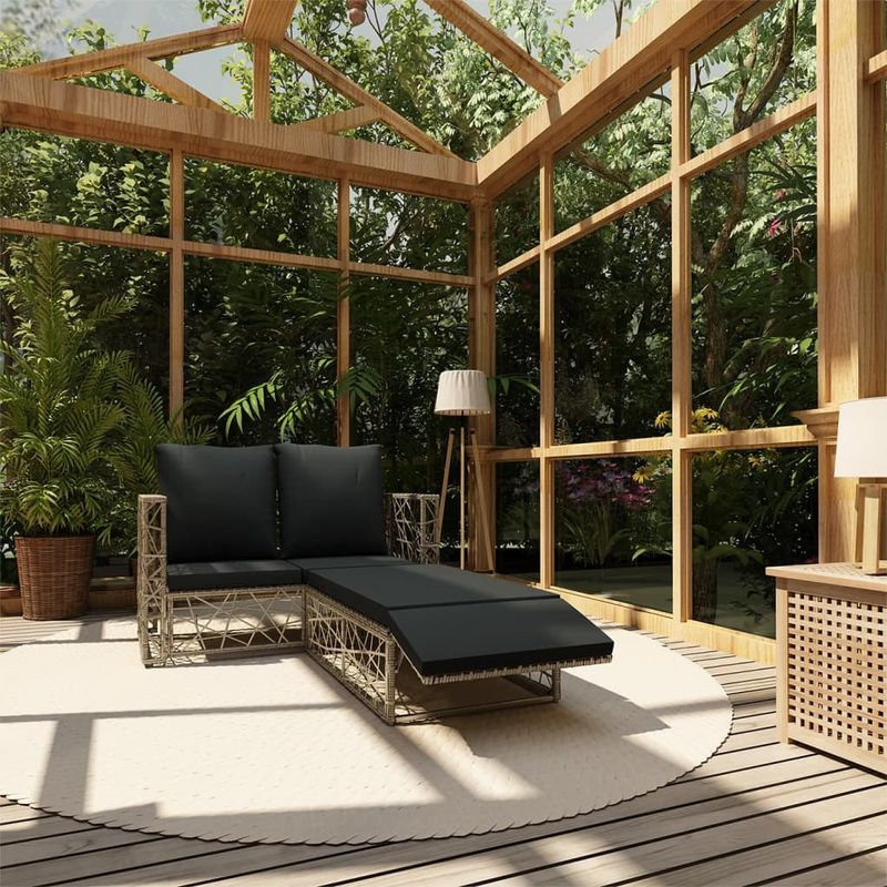 Casa si Gradina - Gradina si terasa - Mobilier exterior - Seturi mobila gradina - Set mobilier de gradina cu perne, 2 piese, gri, poliratan - Infinity.ro