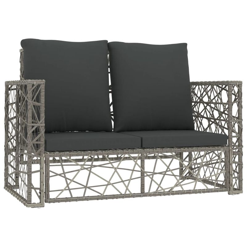 Casa si Gradina - Gradina si terasa - Mobilier exterior - Seturi mobila gradina - Set mobilier de gradina cu perne, 2 piese, gri, poliratan - Infinity.ro