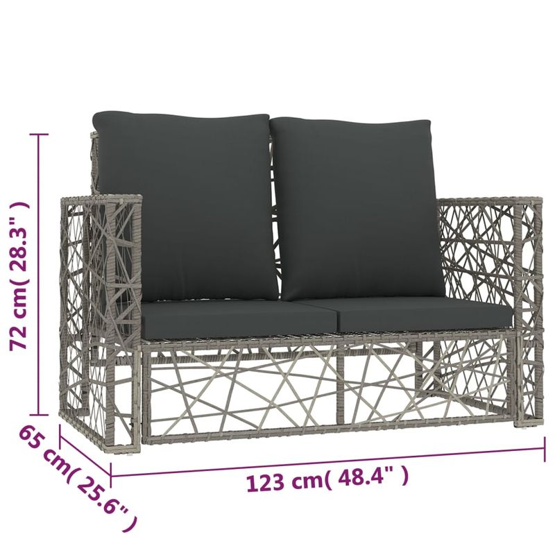 Casa si Gradina - Gradina si terasa - Mobilier exterior - Seturi mobila gradina - Set mobilier de gradina cu perne, 2 piese, gri, poliratan - Infinity.ro