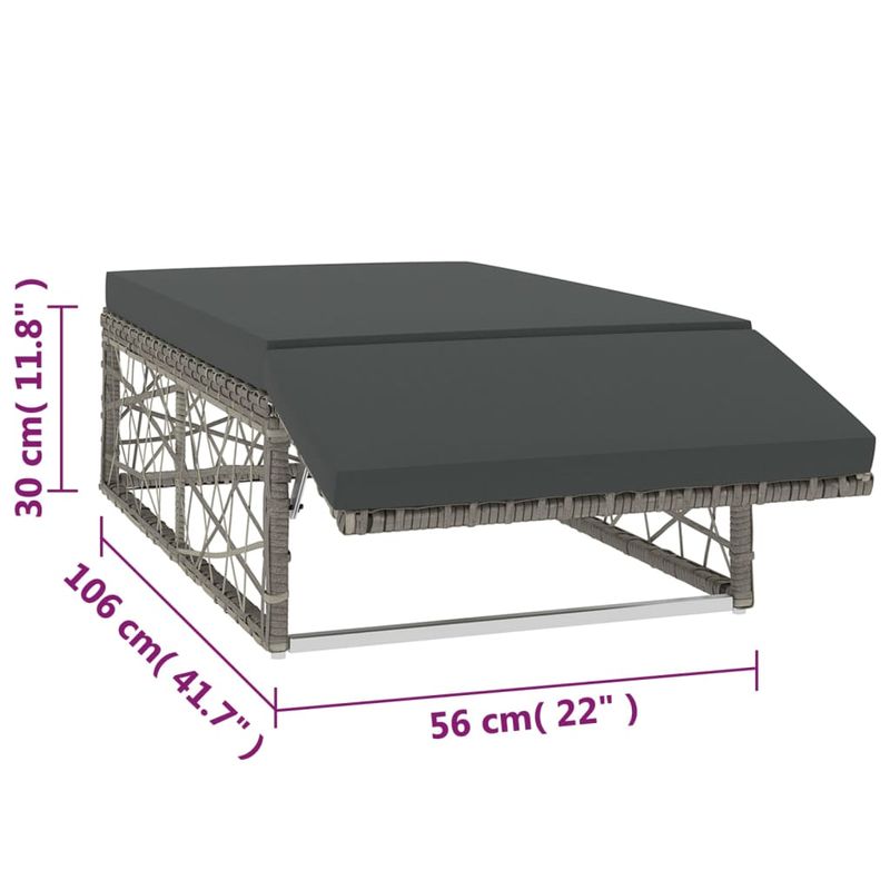 Casa si Gradina - Gradina si terasa - Mobilier exterior - Seturi mobila gradina - Set mobilier de gradina cu perne, 2 piese, gri, poliratan - Infinity.ro
