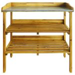 Casa si Gradina - Gradina si terasa - Mobilier exterior - Bancute de gradina - Banca plantare cu 2 rafturi, lemn masiv de acacia si zinc - Infinity.ro