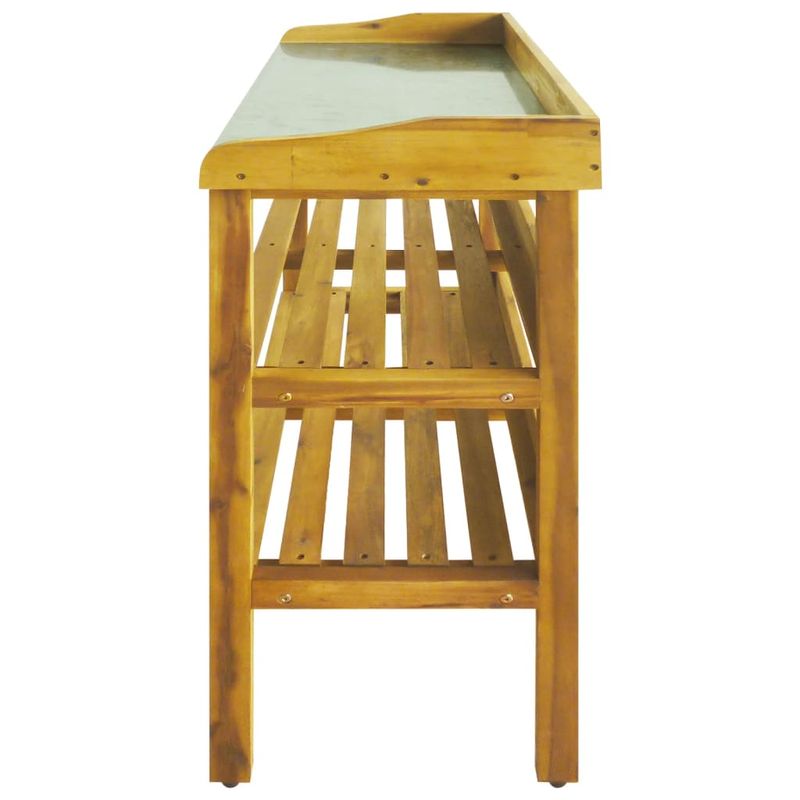 Casa si Gradina - Gradina si terasa - Mobilier exterior - Bancute de gradina - Banca plantare cu 2 rafturi, lemn masiv de acacia si zinc - Infinity.ro