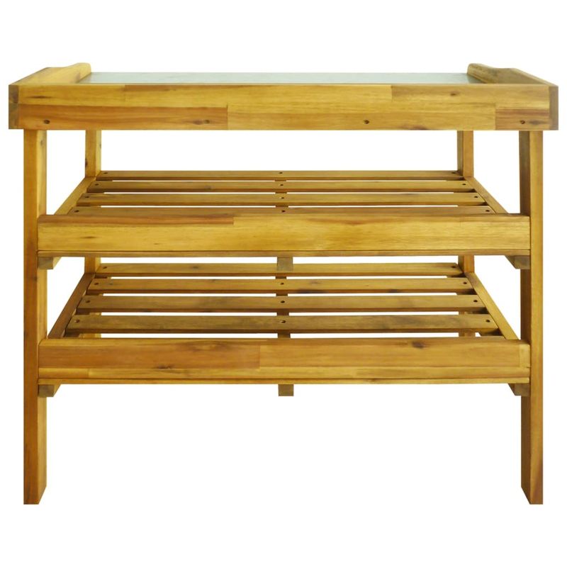 Casa si Gradina - Gradina si terasa - Mobilier exterior - Bancute de gradina - Banca plantare cu 2 rafturi, lemn masiv de acacia si zinc - Infinity.ro