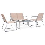 Casa si Gradina - Gradina si terasa - Mobilier exterior - Seturi mobila gradina - Set mobilier de gradina, 4 piese, crem, otel si textil - Infinity.ro