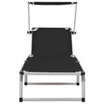 Casa si Gradina - Gradina si terasa - Mobilier exterior - Scaune si sezlonguri gradina - Sezlonguri pliabile cu acoperis 2 buc negru, aluminiu&textilena - Infinity.ro