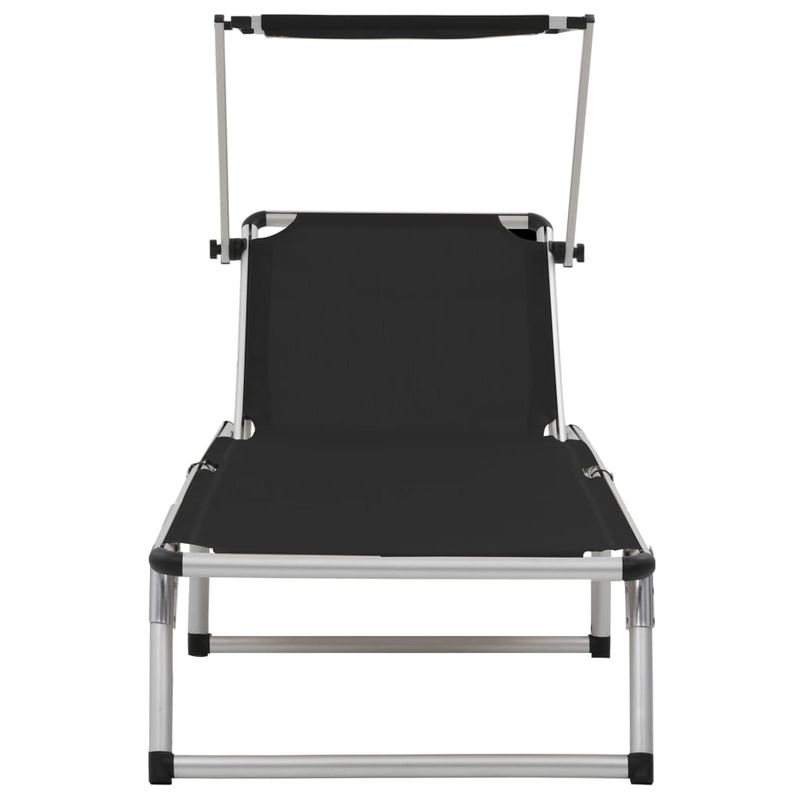 Casa si Gradina - Gradina si terasa - Mobilier exterior - Scaune si sezlonguri gradina - Sezlonguri pliabile cu acoperis 2 buc negru, aluminiu&textilena - Infinity.ro
