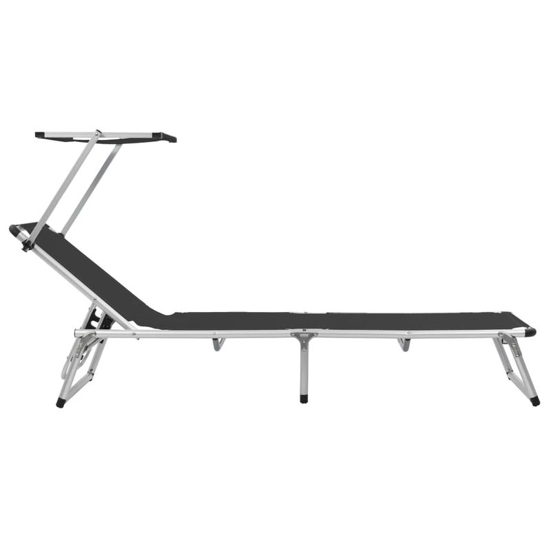 Casa si Gradina - Gradina si terasa - Mobilier exterior - Scaune si sezlonguri gradina - Sezlonguri pliabile cu acoperis 2 buc negru, aluminiu&textilena - Infinity.ro