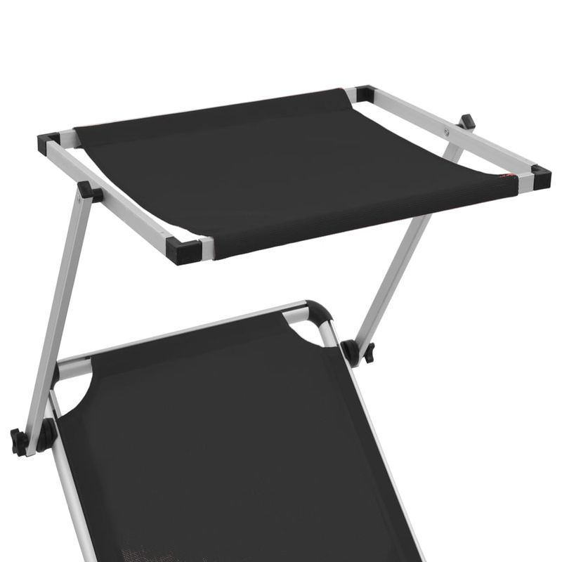 Casa si Gradina - Gradina si terasa - Mobilier exterior - Scaune si sezlonguri gradina - Sezlonguri pliabile cu acoperis 2 buc negru, aluminiu&textilena - Infinity.ro