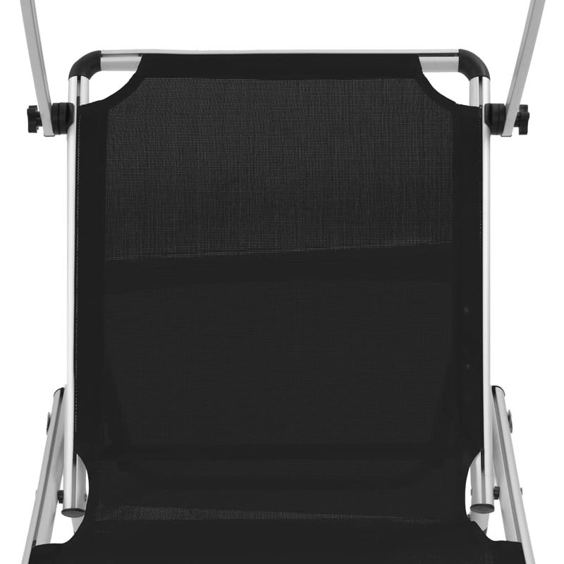 Casa si Gradina - Gradina si terasa - Mobilier exterior - Scaune si sezlonguri gradina - Sezlonguri pliabile cu acoperis 2 buc negru, aluminiu&textilena - Infinity.ro