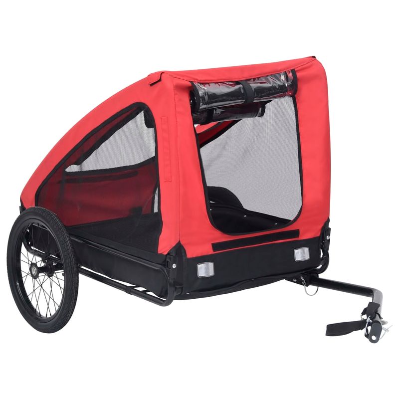 Petshop - Accesorii petshop - Culcusuri si custi - Genti si articole transport - Remorca de bicicleta pentru animale de companie, rosu & negru - Infinity.ro