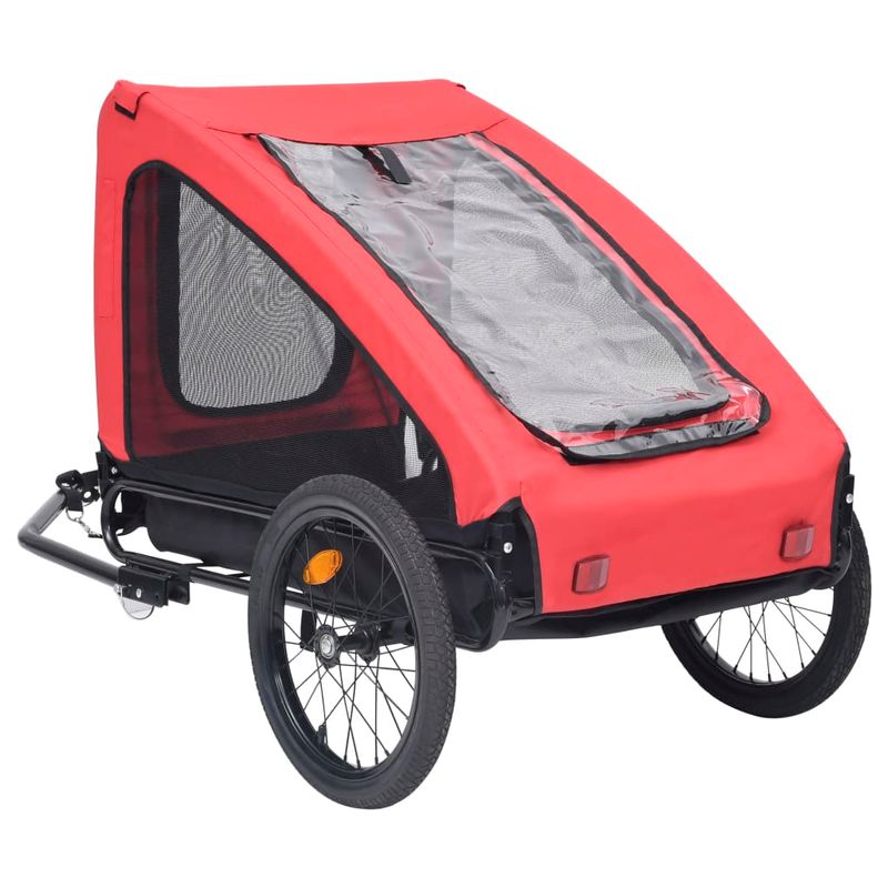 Petshop - Accesorii petshop - Culcusuri si custi - Genti si articole transport - Remorca de bicicleta pentru animale de companie, rosu & negru - Infinity.ro