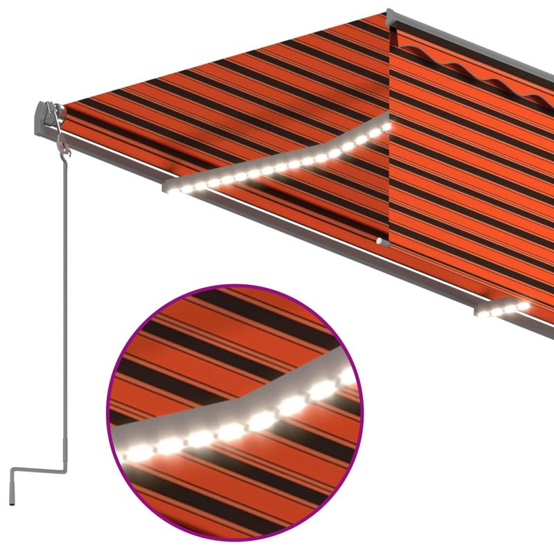 Casa si Gradina - Gradina si terasa - Umbrele si pavilioane - Umbrele - Copertina automat stor senzor vant LED portocaliu&maro 3,5x2,5m - Infinity.ro