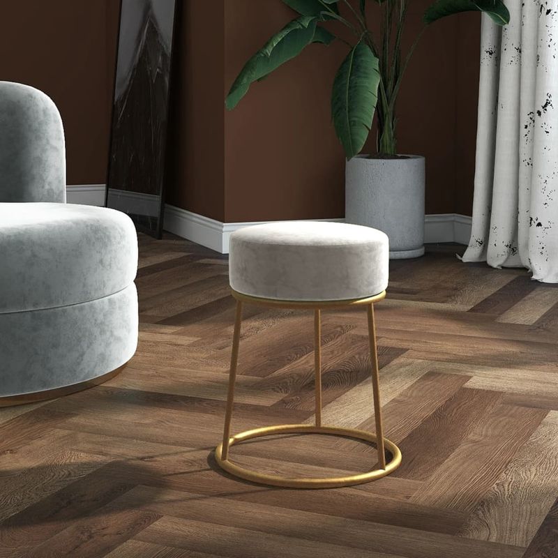 Casa si Gradina - Mobilier - Scaune si fotolii - Tabureti - Taburet rotund, gri deschis, catifea - Infinity.ro