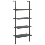 Casa si Gradina - Mobilier - Biblioteci si rafturi - Biblioteci - Raft sprijinit, cu 4 niveluri, negru, 64x35x152,5 cm - Infinity.ro