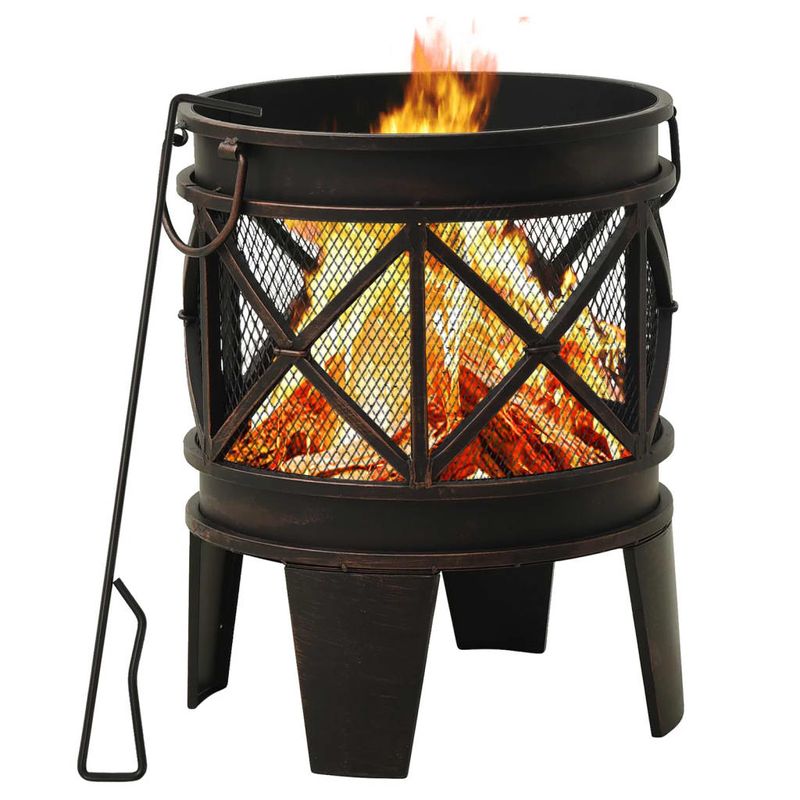 Casa si Gradina - Termice - Sobe, Seminee si accesorii - Seminee - Vatra de foc rustica, cu vatrai, Φ42x54 cm, otel - Infinity.ro