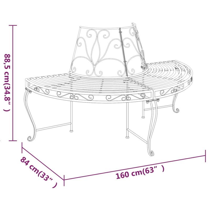 Casa si Gradina - Gradina si terasa - Mobilier exterior - Bancute de gradina - Banca circulara de copac, negru, Ø160 cm, otel - Infinity.ro