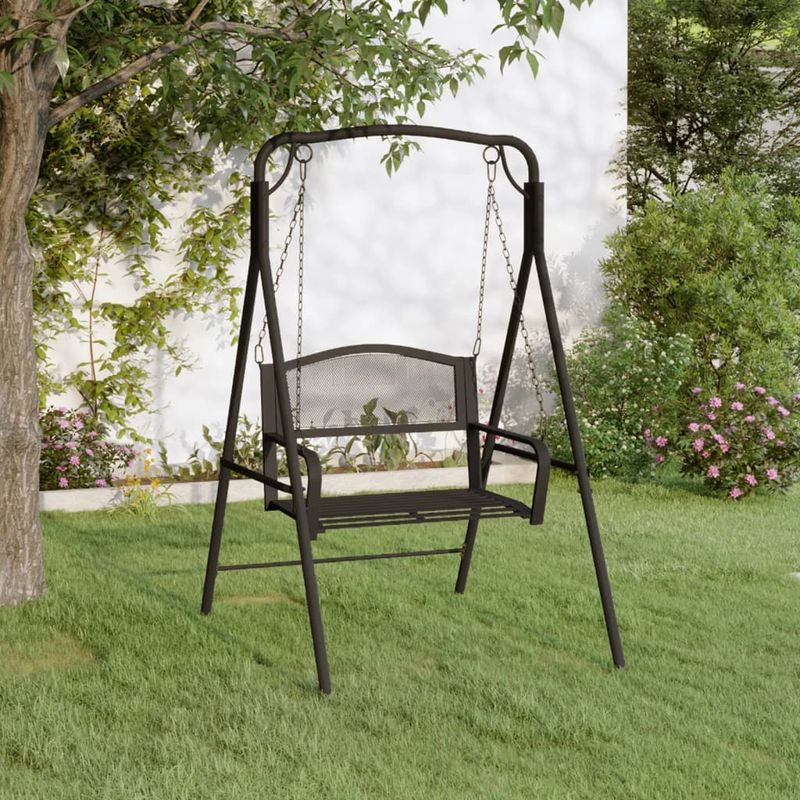 Casa si Gradina - Gradina si terasa - Mobilier exterior - Bancute de gradina - Banca balansoar, negru, 124 cm, otel - Infinity.ro