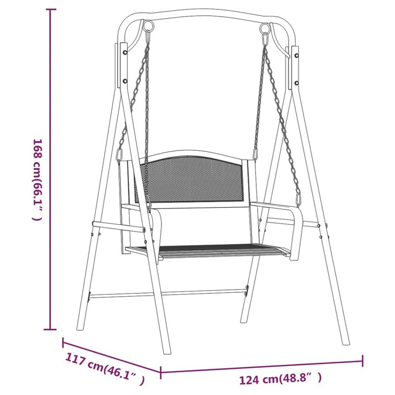 Casa si Gradina - Gradina si terasa - Mobilier exterior - Bancute de gradina - Banca balansoar, negru, 124 cm, otel - Infinity.ro