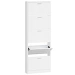 Casa si Gradina - Mobilier - Organizare si depozitare - Organizator incaltaminte - Pantofar, alb extralucios, 59x17x169 cm, lemn compozit - Infinity.ro