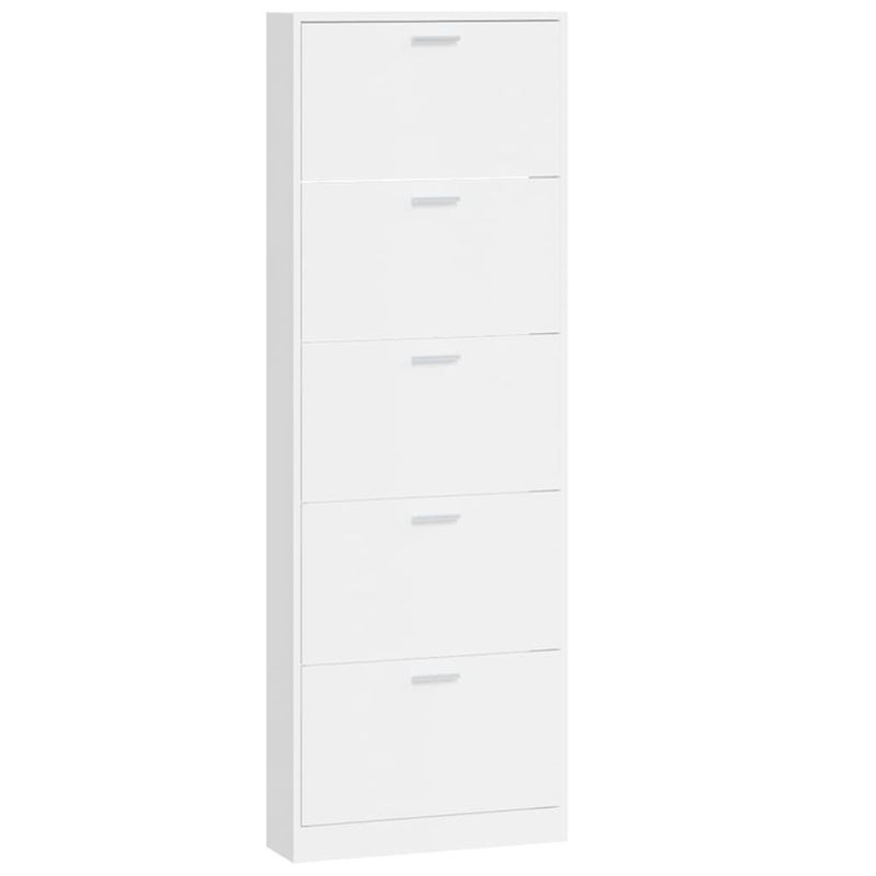 Casa si Gradina - Mobilier - Organizare si depozitare - Organizator incaltaminte - Pantofar, alb extralucios, 59x17x169 cm, lemn compozit - Infinity.ro
