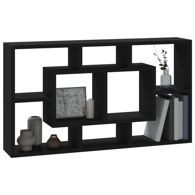 Casa si Gradina - Mobilier - Biblioteci si rafturi - Rafturi - Raft prezentare suspendat pe perete 8 compartimente, negru - Infinity.ro