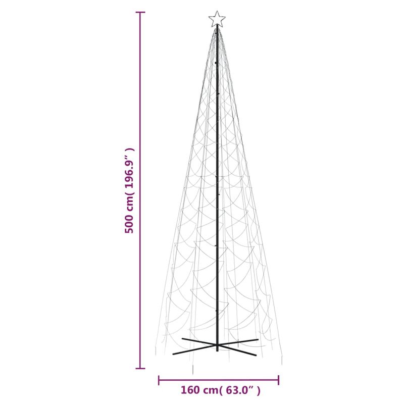 Casa si Gradina - Decoratiuni - Decoratiuni de sezon - Brad de Craciun conic, 1400 LED-uri, alb rece, 160x500 cm - Infinity.ro