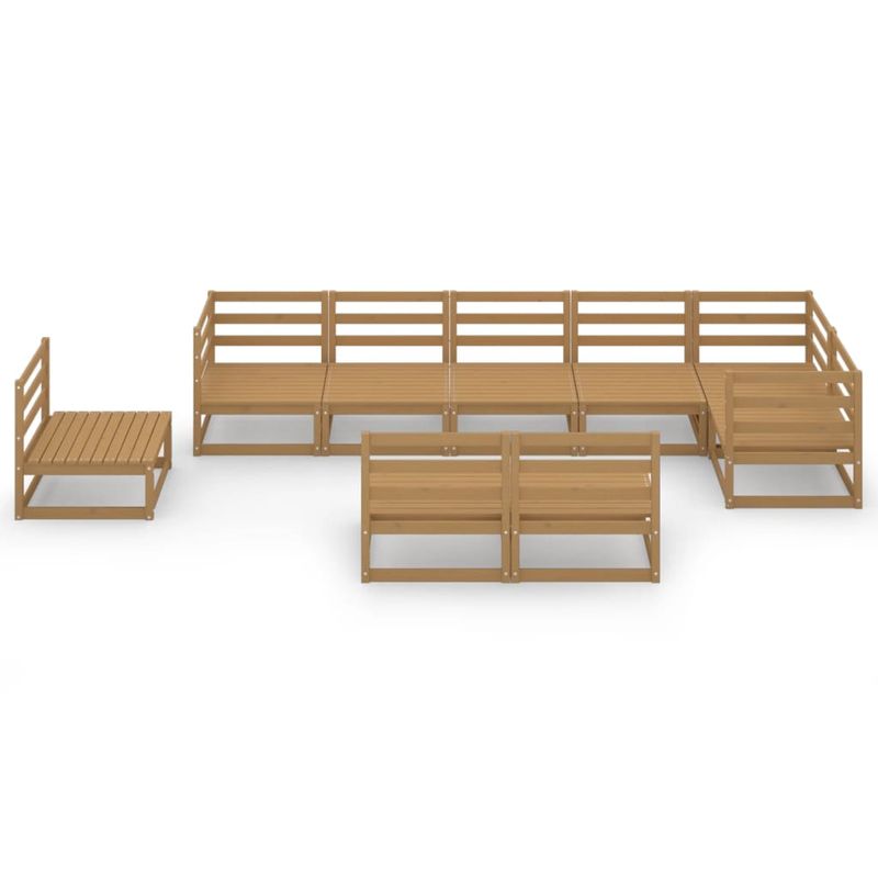Casa si Gradina - Gradina si terasa - Mobilier exterior - Seturi mobila gradina - Set mobilier de gradina, 9 piese, maro miere, lemn masiv de pin - Infinity.ro