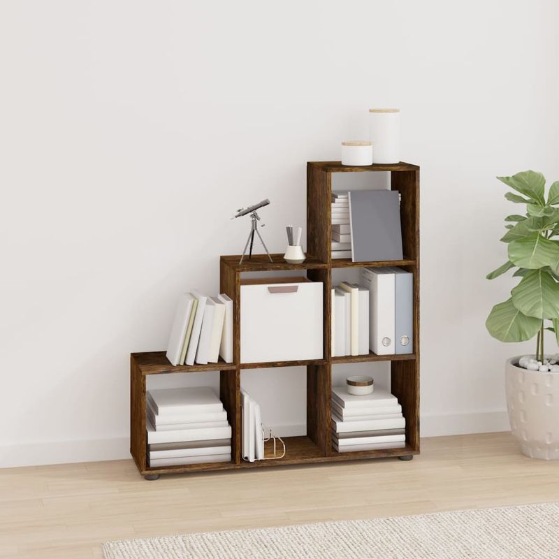 Casa si Gradina - Mobilier - Biblioteci si rafturi - Biblioteci - Biblioteca in trepte, stejar fumuriu, 107 cm, lemn compozit - Infinity.ro