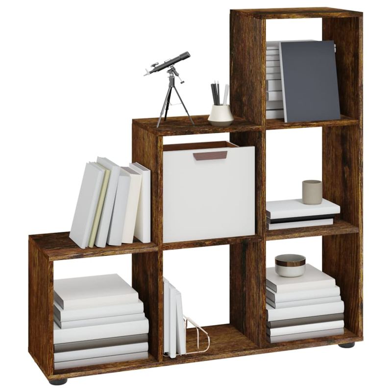 Casa si Gradina - Mobilier - Biblioteci si rafturi - Biblioteci - Biblioteca in trepte, stejar fumuriu, 107 cm, lemn compozit - Infinity.ro