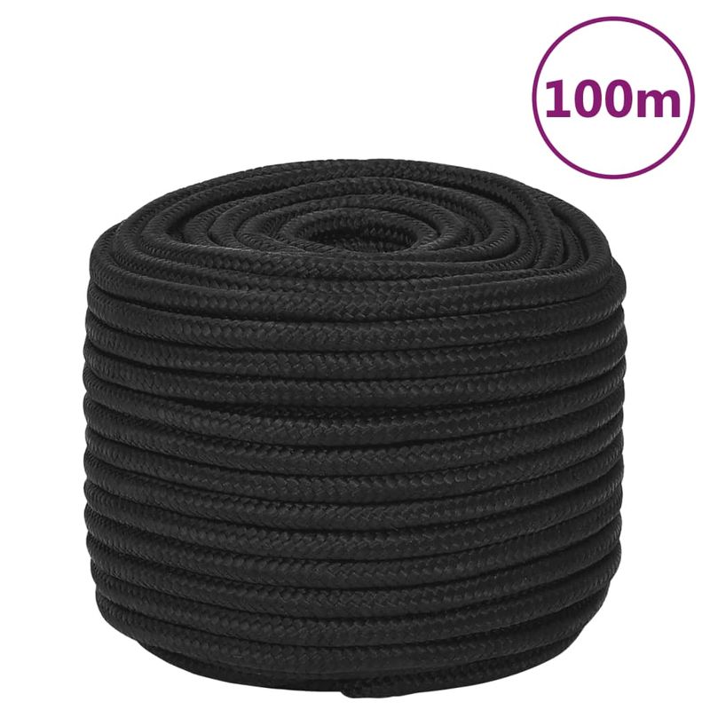 Casa si Gradina - Constructii - Feronerie si accesorii - Sfoara si lanturi - Franghie de barca, negru complet, 12 mm, 100 m, polipropilena - Infinity.ro