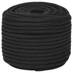 Casa si Gradina - Constructii - Feronerie si accesorii - Sfoara si lanturi - Franghie de barca, negru complet, 12 mm, 100 m, polipropilena - Infinity.ro