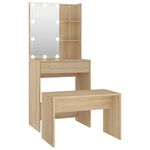 Casa si Gradina - Mobilier - Comode si corpuri - Masute de toaleta - Set de masuta de toaleta cu LED, stejar sonoma, lemn prelucrat - Infinity.ro