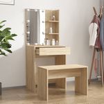 Casa si Gradina - Mobilier - Comode si corpuri - Masute de toaleta - Set de masuta de toaleta cu LED, stejar sonoma, lemn prelucrat - Infinity.ro