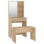 Casa si Gradina - Mobilier - Comode si corpuri - Masute de toaleta - Set de masuta de toaleta cu LED, stejar sonoma, lemn prelucrat - Infinity.ro