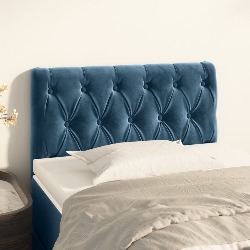 Casa si Gradina - Mobilier - Paturi si accesorii - Accesorii paturi - Tablie de pat, albastru inchis, 80x7x78/88 cm, catifea - Infinity.ro