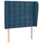 Casa si Gradina - Mobilier - Paturi si accesorii - Accesorii paturi - Tablie pat cu urechi albastru inchis 103x23x118/128cm catifea - Infinity.ro