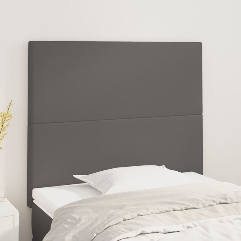 Casa si Gradina - Mobilier - Paturi si accesorii - Accesorii paturi - Tablii de pat, 2 buc, gri, 90x5x78/88 cm, piele ecologica - Infinity.ro